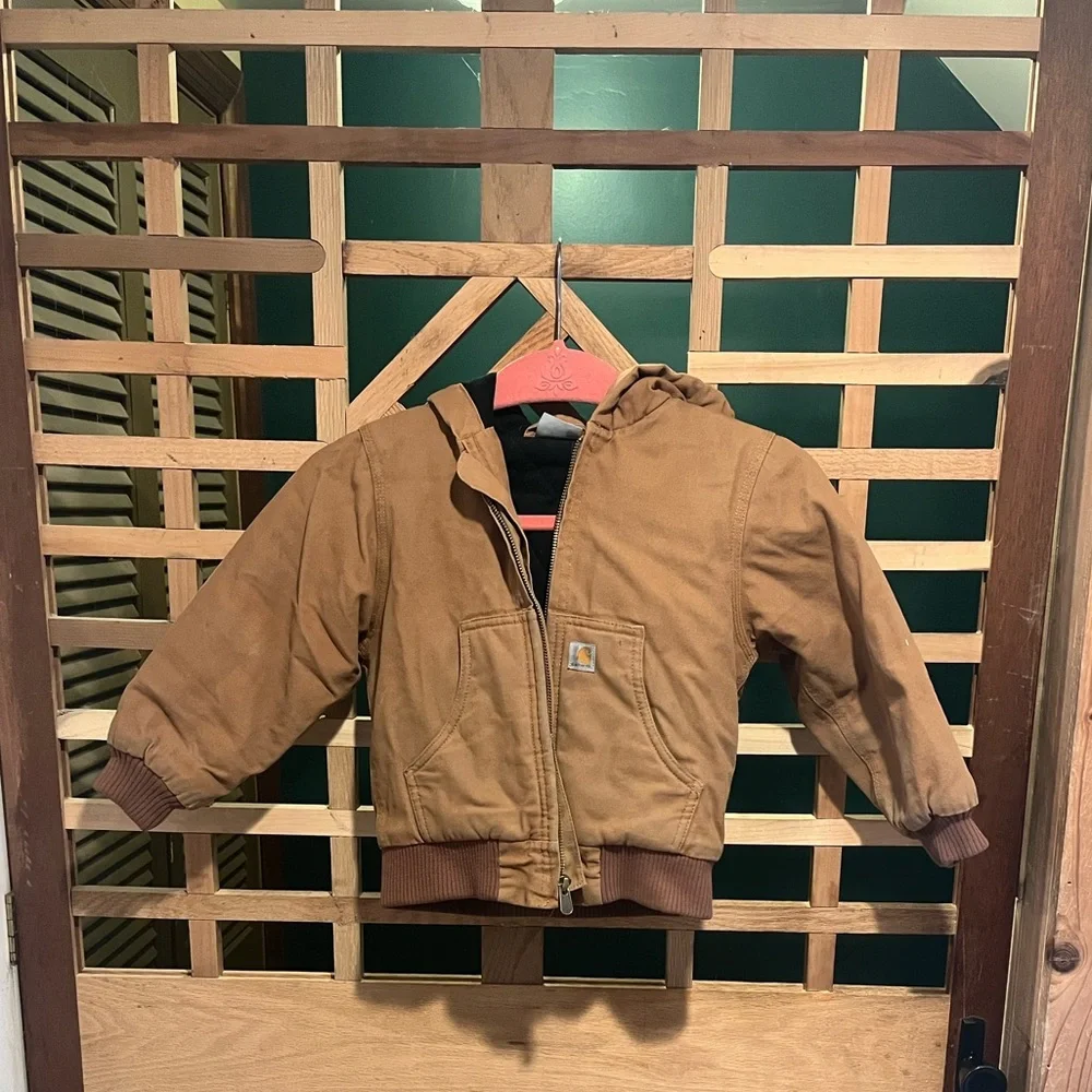 Kids Brown Carhartt Hooded Jacket - Picture 1 of 5